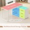 55-Inch L-Shaped Wooden Desk with 3 Drawers and Adjustable Shelf
